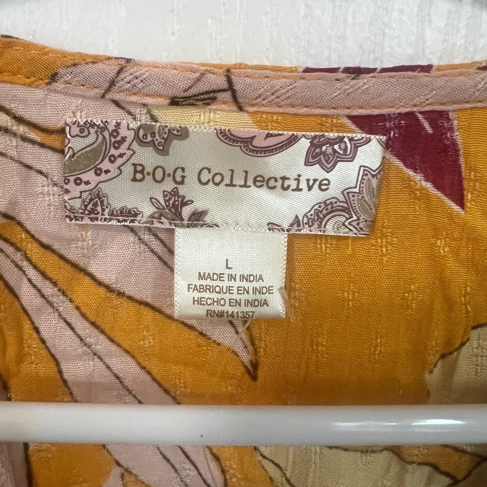 B.O.G Collective‎ Floral Blouse Tie Front Peplum Long Sleeve Top Size Large NWT - Picture 6 of 8